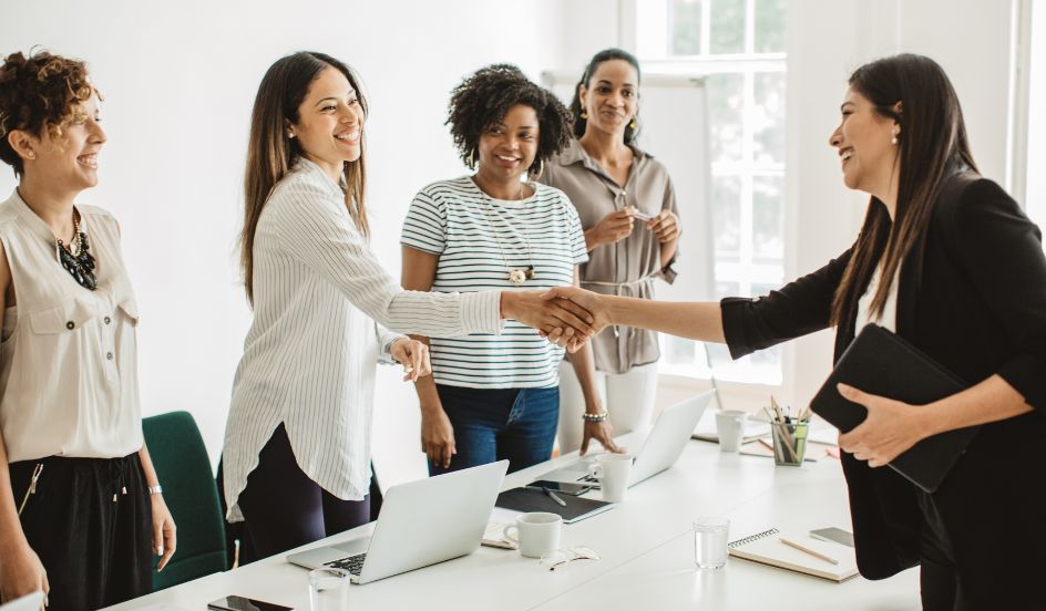 shaking hands after a successful interview