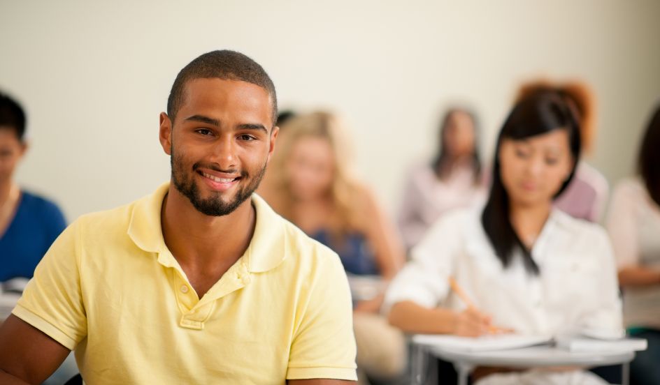 male student in classroom