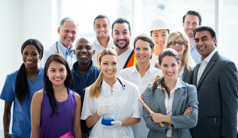 group of people standing from various careers 