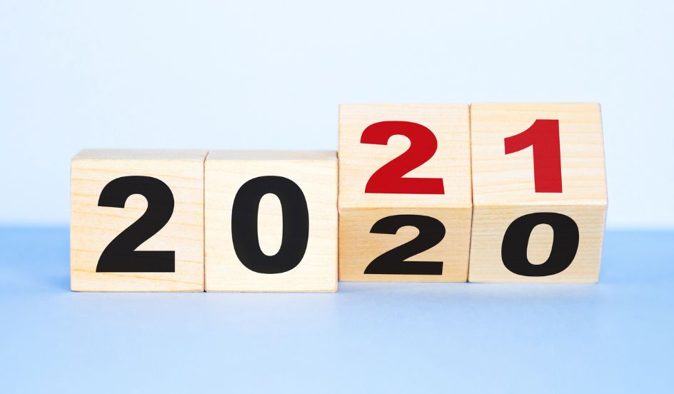 calendar blocks moving from 2020 to 2021
